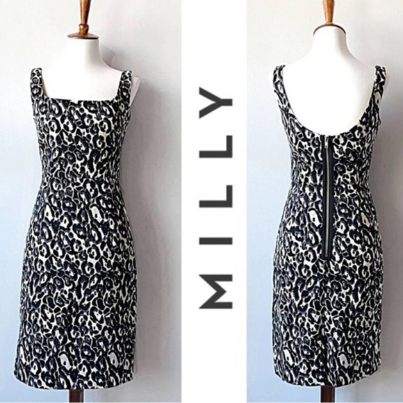 Milly Dresses & Skirts - Milly Leopard dress size 6 in grey, cream, and black